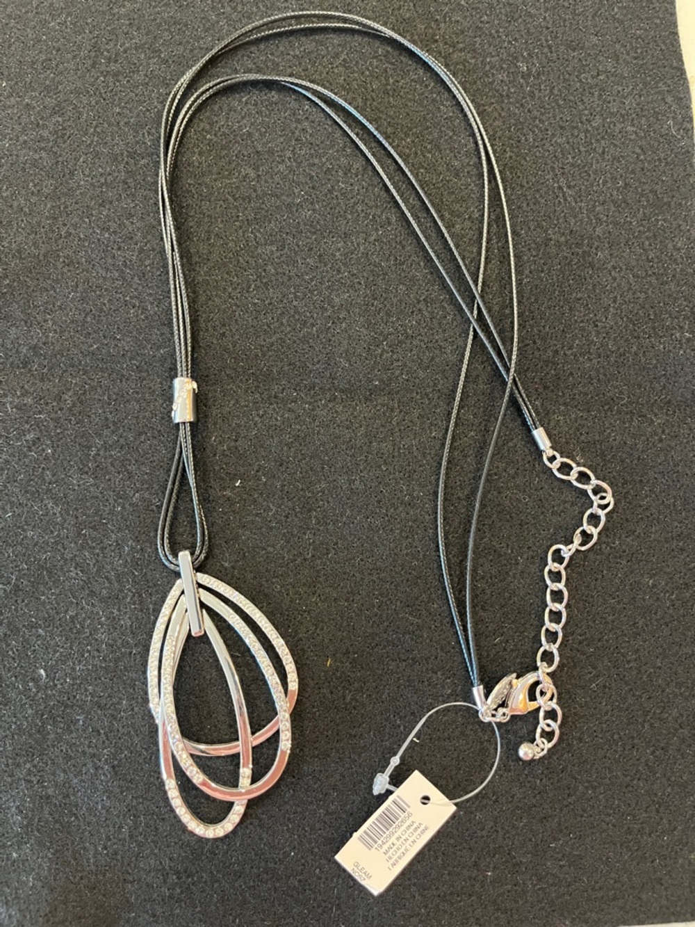 Chico's Silver Multi-Loop Pendant on Black Cord